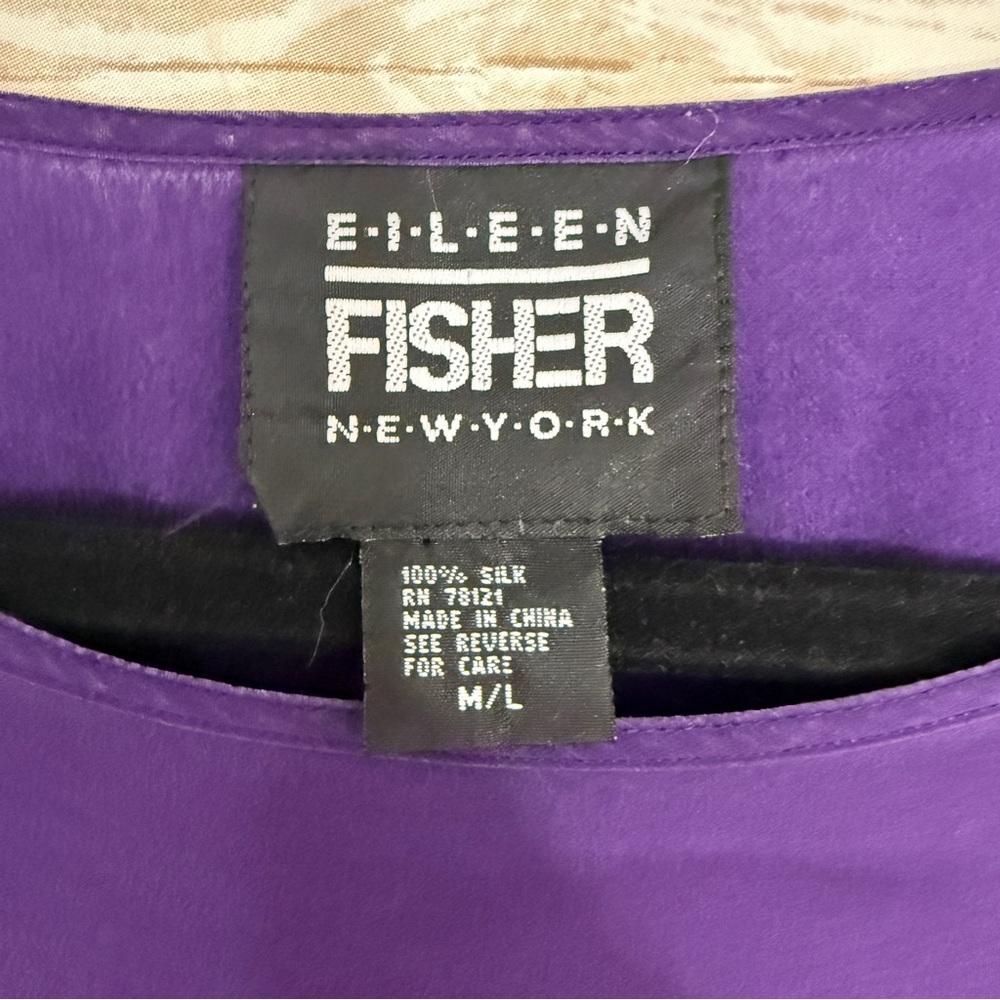 Eileen Fisher Purple Lagenlook 100% Silk Oversized Blouse M/L - Picture 4 of 5